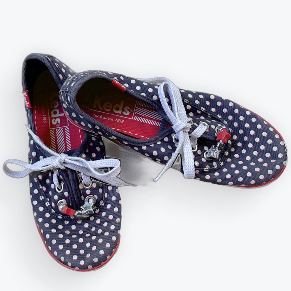 Keds Polka Dot “Charmed” Stars & Glitter Bling Champion Shoes ~ Size 1 M